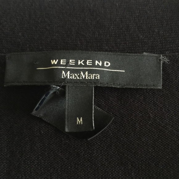 EUC Max Mara black on black cardigan w/ruffle along vneck - Picture 2 of 6